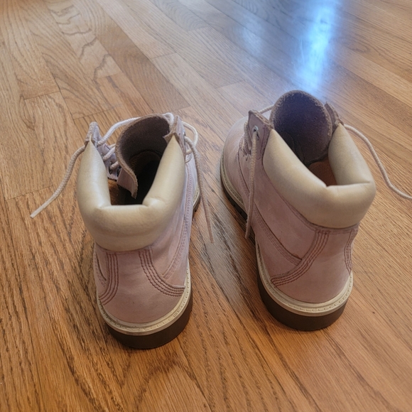 Timberland Premium Waterproof Classic Light Pink Junior Combat Hiking Boots - Picture 4 of 10